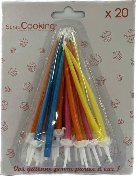 Scrap Cooking 20er Set Kerzen lang, bunt 12cm