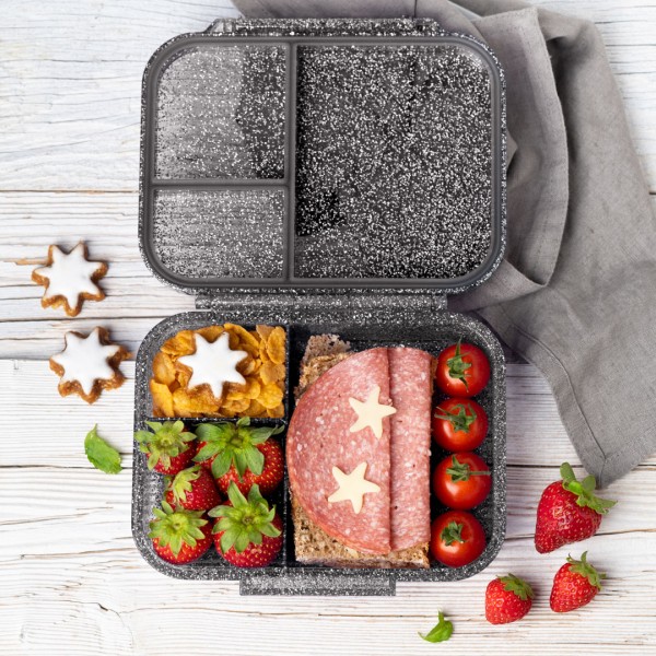 Lekkabox Mini Glamour Lunchbox mit 3 Fächern & Trenner, black