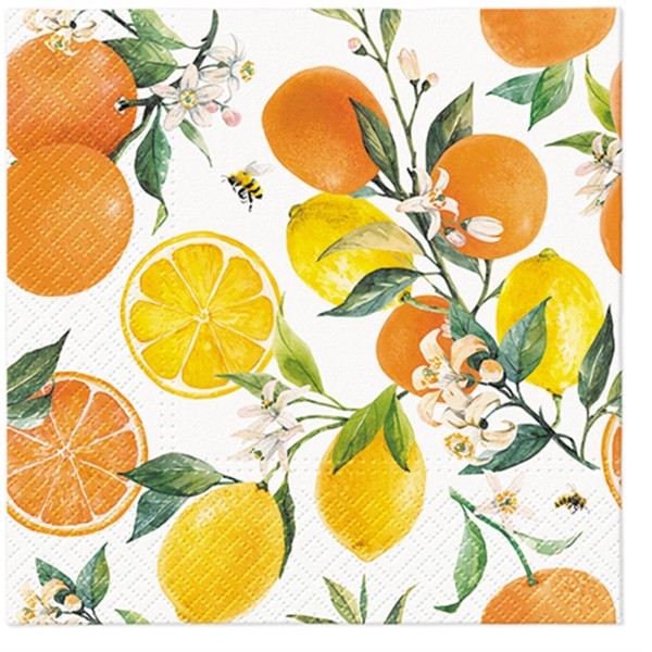 PAW Decor Collection Servietten Lunch 20x Citrus with bees, 33x33 cm