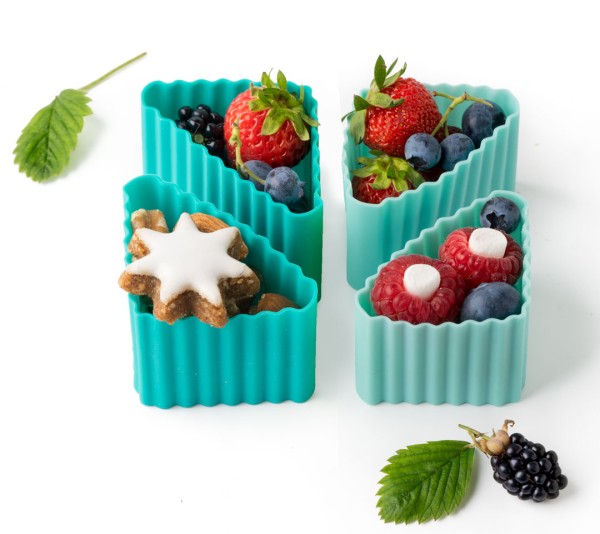 Lekkabox Bento Silikon-Förmchen, 4er Set - Triangle Cups Ocean