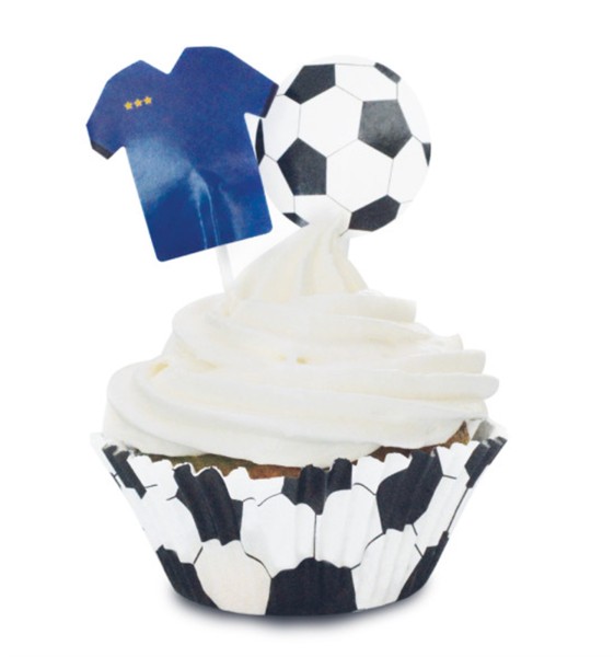 Scrap Cooking 24 Cupcakeförmchen & Cake Toppers Fussball