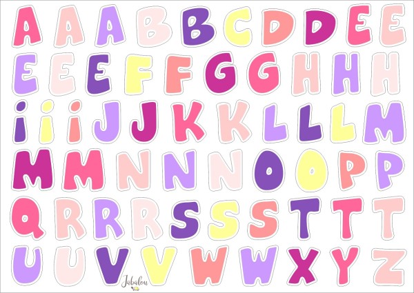 Jabalou wasserfeste Sticker ABC pink, DIN A5