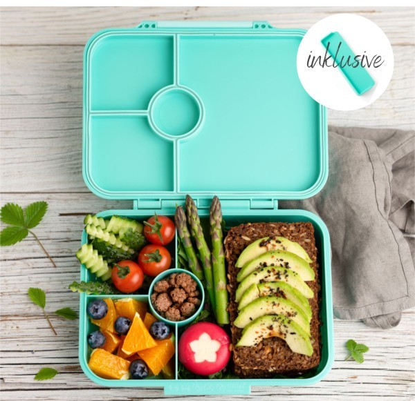 Lekkabox Classic Lunchbox mit 4 Fächern & Trenner, aqua