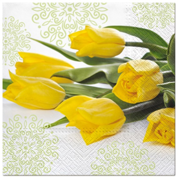 PAW Decor Collection Servietten Lunch 20x Tulpen gelb, 33x33cm