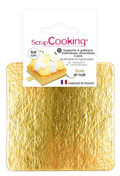 Scrap Cooking 10er Set Tortenhalter gold/schwarz quadratisch 8cm