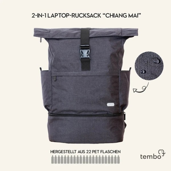 Ergonomischer 2in1 Laptop-Rucksack "Chiang Mai", classic